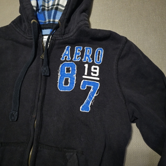 Aeropostale Classic Zip up Black Hooded Sweat Jacket Men's Size Medium - Picture 13 of 16